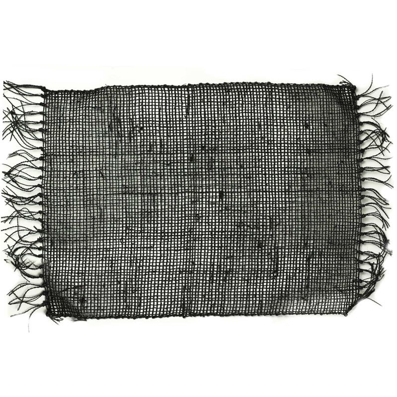Natürliches Tischset mit Seegrasfransen - Schwarz