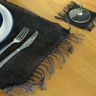 Natürliches Tischset mit Seegrasfransen - Schwarz