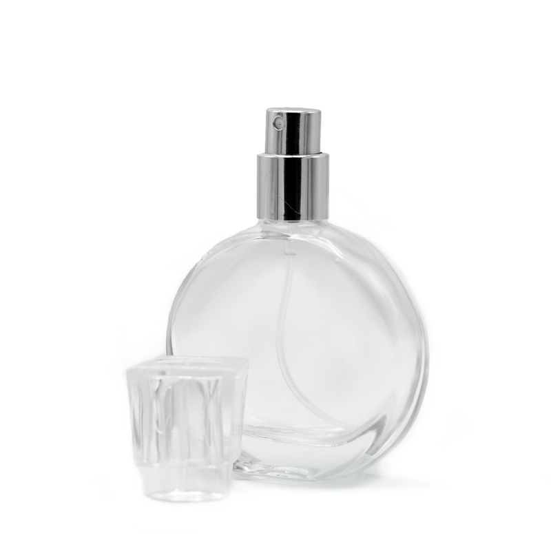 Ovale 30-ml-Flasche, silbernes Spray und Kristallverschluss