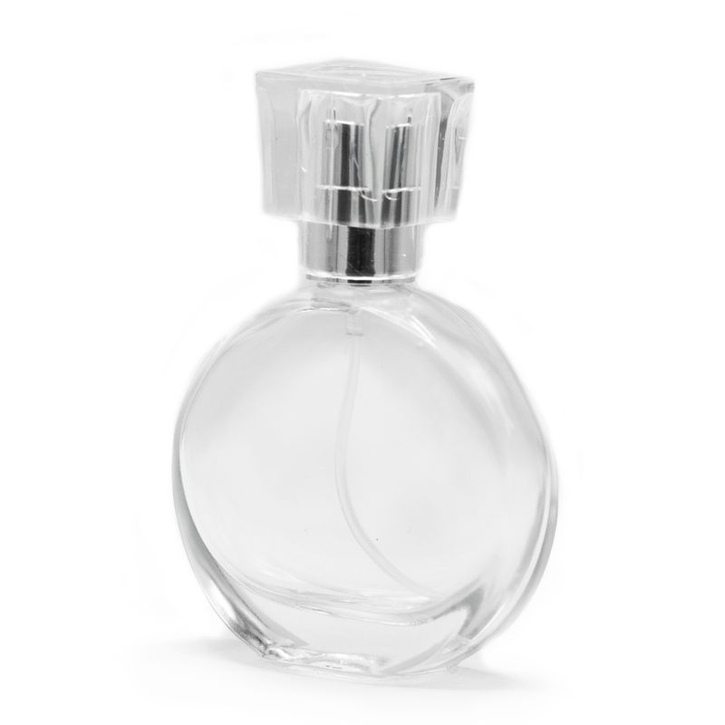 Ovale 50-ml-Flasche, silbernes Spray und Kristallverschluss