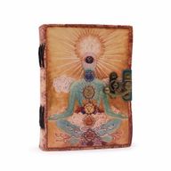 Ledernotizbuch „Buddha Seven Chakra“ mit Büttenrand (12.5cmX17.5cm)