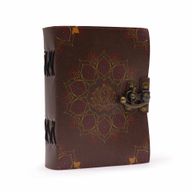 Notizbuch aus Leder mit Lotus-Mandala-Büttenrand (12.5cmX17.5cm)