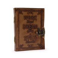 Ledertagebuch - Normales Papier - Work & Dream Big (12.5cmX17.5cm) - Hellbraun