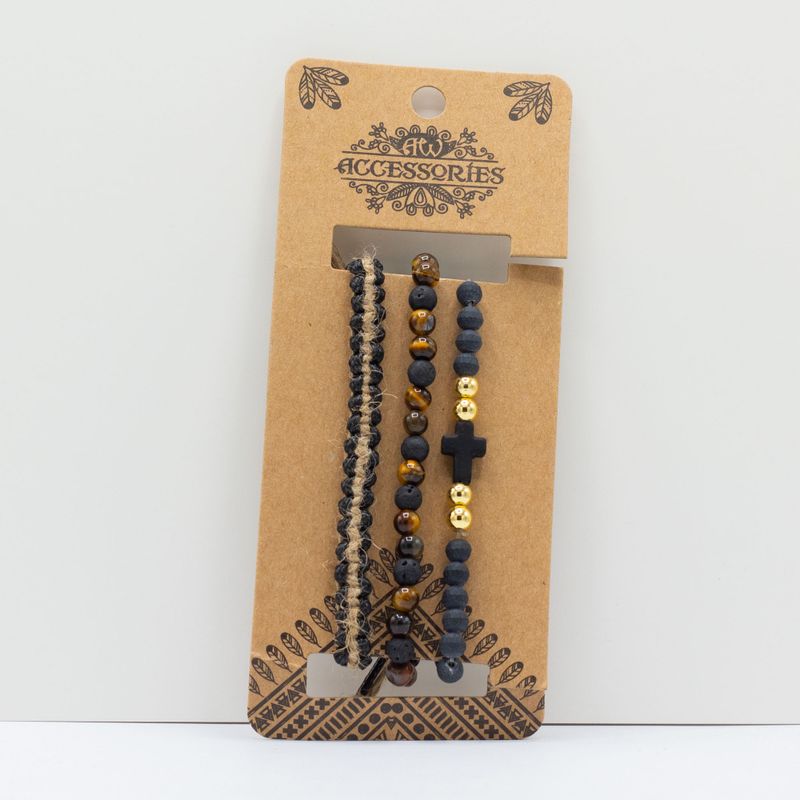 Premium-Armband-Sets für Herren – Schwarz und Hellbraun (sortiert)