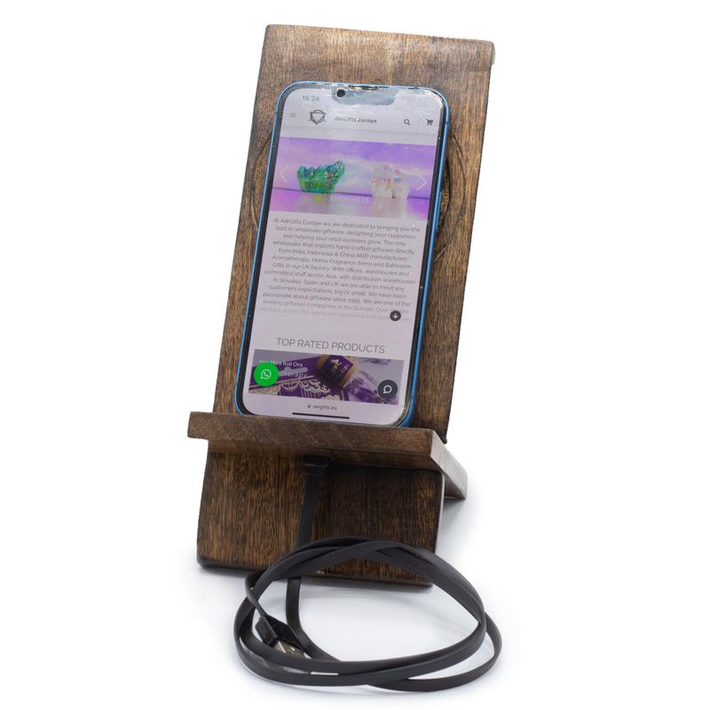Geschnitzter Telefonständer aus Holz - Lebensbaum 20x9,5cm