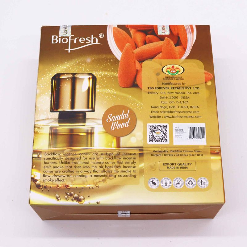 Biofresh Backflow Räucherkegel (40 Kegel) - Sandelholz