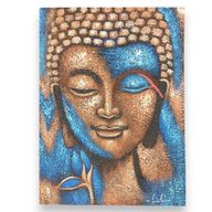 Buddha-Gemälde – Bronze und blaue Blume