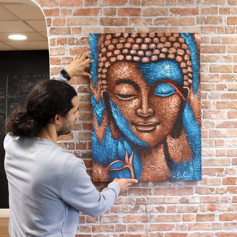 Buddha-Gemälde – Blume aus Silber und Roségold