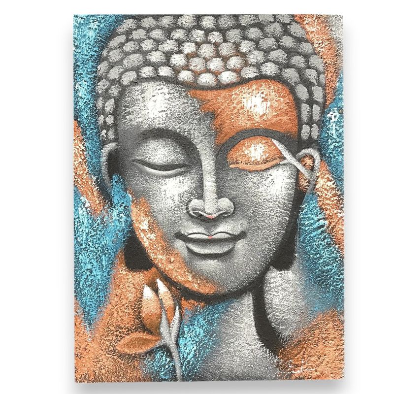 Buddha-Gemälde – Blume aus Silber und Roségold