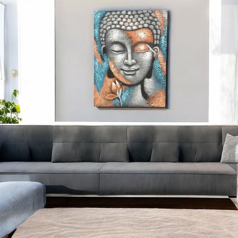 Buddha-Gemälde – Blume aus Silber und Roségold