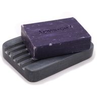 Seifenschale aus grauem Speckstein, 12 x 8,5 cm – starke Rillen