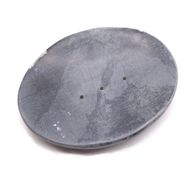 Seifenschale aus grauem Speckstein, 10 x 12 cm, klassisch oval