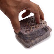 Seifenschale und Abtropfgestell aus Speckstein, 11 x 8 cm, klassisch, quadratisch