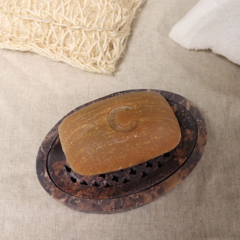 Seifenschale und Abtropfgestell aus Speckstein, 11 x 8 cm, klassisch oval