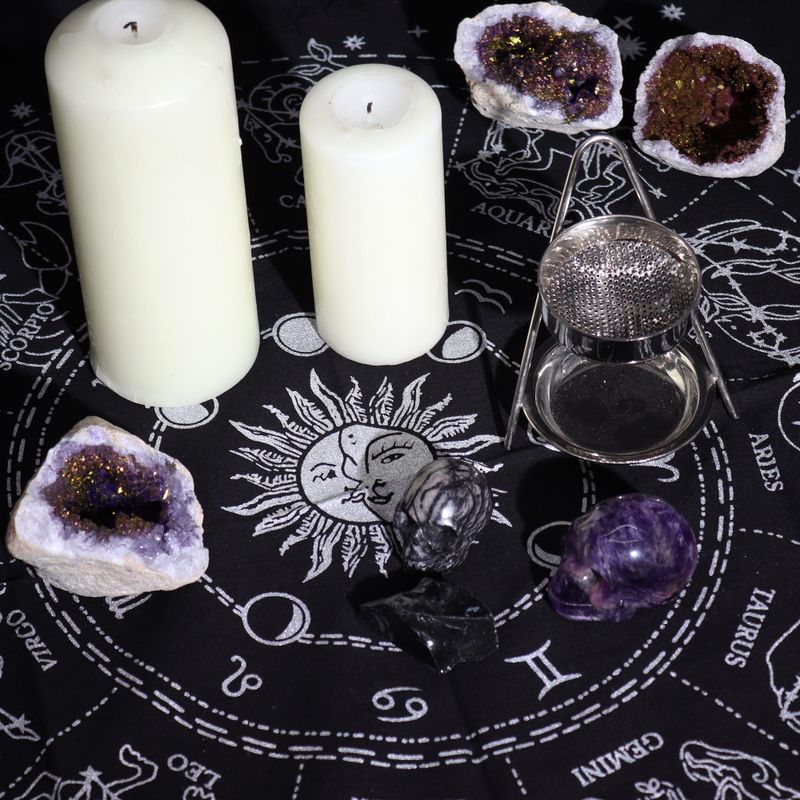 Esoterisches Altartuch mit Fransen - Horoskop