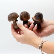 Set mit 9 Mini-Räucherpilzen (8 cm, 7 cm, 6,5 cm).