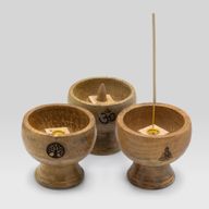 Große Ritualschale Räucherkegelhalter 11x6cm - Lebensbaum