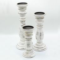 Klassischer Kerzenständer - Weiß getüncht - 23x10cm - Klein