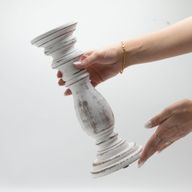 Klassischer Kerzenständer - Weiß getüncht - 30x10cm - Mittel