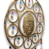Indisches Glockenspiel - Großes Buddha-Gesicht, 15 Glockenspiele - 36 cm