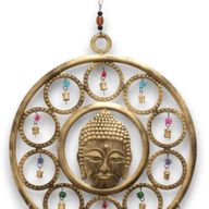 Indisches Glockenspiel - Großes Buddha-Gesicht, 15 Glockenspiele - 36 cm