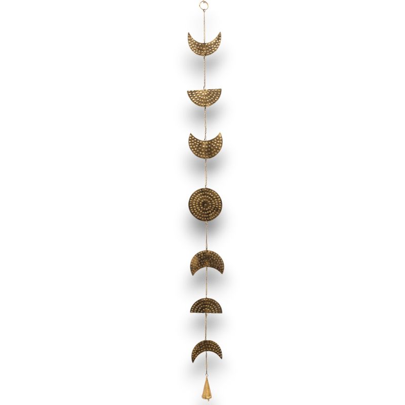 Indisches Glockenspiel - Mondphasen-Tropfen aus Messing mit Glocke - 25 cm