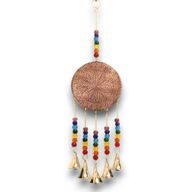 Indisches Glockenspiel - Medaillon Lebensbaum - Chakraperlen 5 Glöckchen - 10x36cm