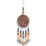 Indisches Glockenspiel - Medaillon Lebensbaum - Chakraperlen 5 Glöckchen - 10x36cm
