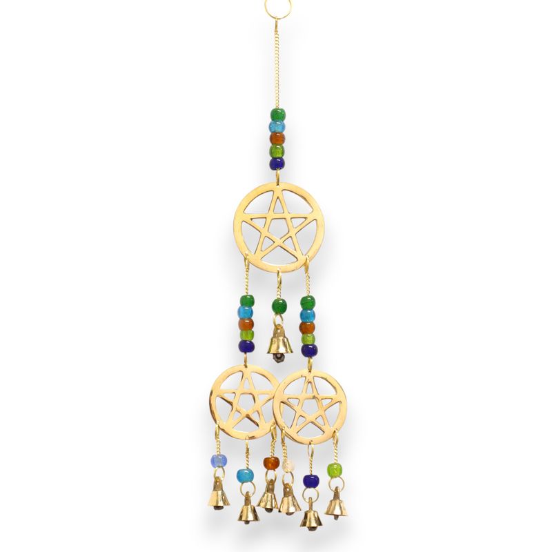 Indianer Glockenspiel - Tri-Pentagramm aus Messing - 7 Glocken - 9,5x32cm