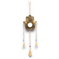 Indisches Glockenspiel - Hamsa Kleiner Spiegel 3 Glocken - 14x55cm