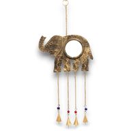 Indisches Glockenspiel – Elefant, großer Spiegel, 4 Glocken – 24 x 60 cm