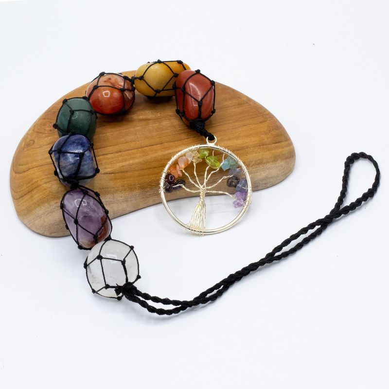 Hängender Chakra Stein Anhänger - Lebensbaum