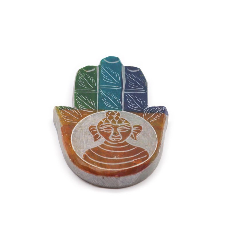Räucherstäbchenhalter Hamsa aus Speckstein, 9 x 6 cm, Buddha