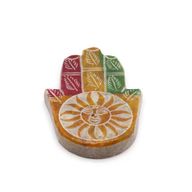 Räucherstäbchenhalter Hamsa aus Speckstein, 9 x 6 cm, Sonnengesicht