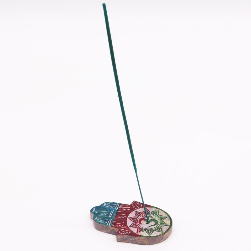 Räucherstäbchenhalter Hamsa aus Speckstein, 9 x 6 cm, OM