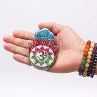 Räucherstäbchenhalter Hamsa aus Speckstein, 9 x 6 cm, OM