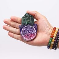 Räucherstäbchenhalter Hamsa aus Speckstein, 9 x 6 cm, Lotusblume
