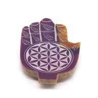 Räucherstäbchenhalter Med Hamsa aus Speckstein 13x9cm - Blume des Lebens