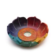 Räucherstäbchenhalter aus Speckstein mit Lotusblüte, 10 x 3 cm – Chakra-Farben