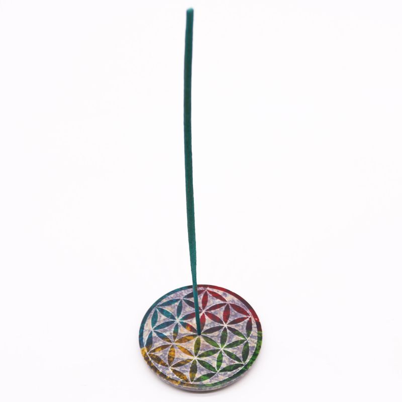 Räucherstäbchenhalter aus Speckstein, 8 cm, Blume des Lebens