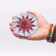 Räucherstäbchenhalter aus Speckstein, 10 cm, Sonnenblume (Halter für 5 Stäbchen)