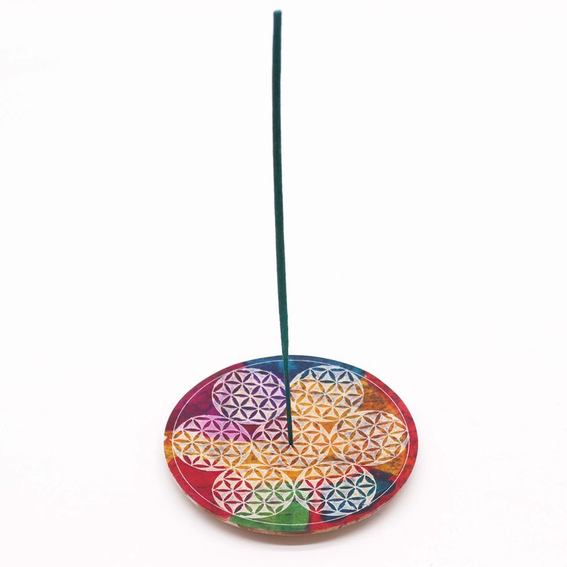 Räucherstäbchenhalter aus Speckstein, 12 cm, 7 Blumen des Lebens