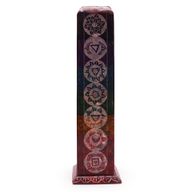 Quadratischer Räucherstäbchenhalter aus Speckstein, 25 cm – 7 Chakren