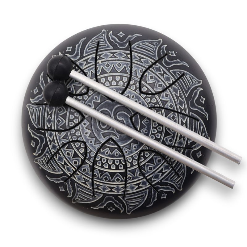 Happy-Trommel mit Om-Mandala-Gravur – 16 cm