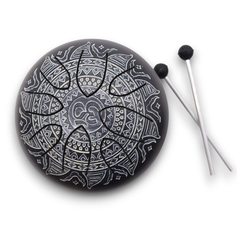 Happy-Trommel mit Om-Mandala-Gravur – 16 cm