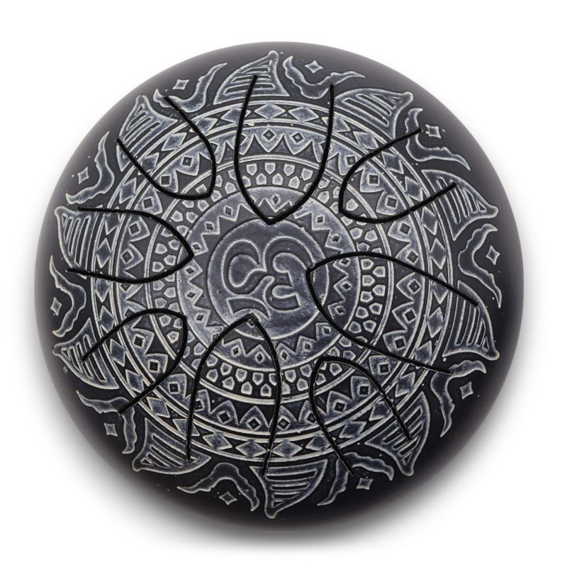 Happy-Trommel mit Om-Mandala-Gravur – 16 cm