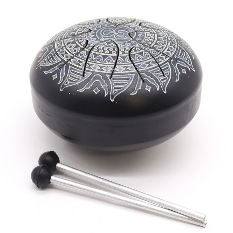 Happy-Trommel mit Om-Mandala-Gravur – 16 cm
