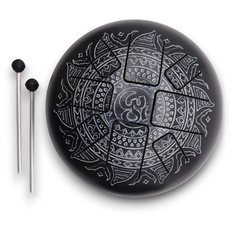 Med Happy Trommel Om Mandala graviert - 22x15cm