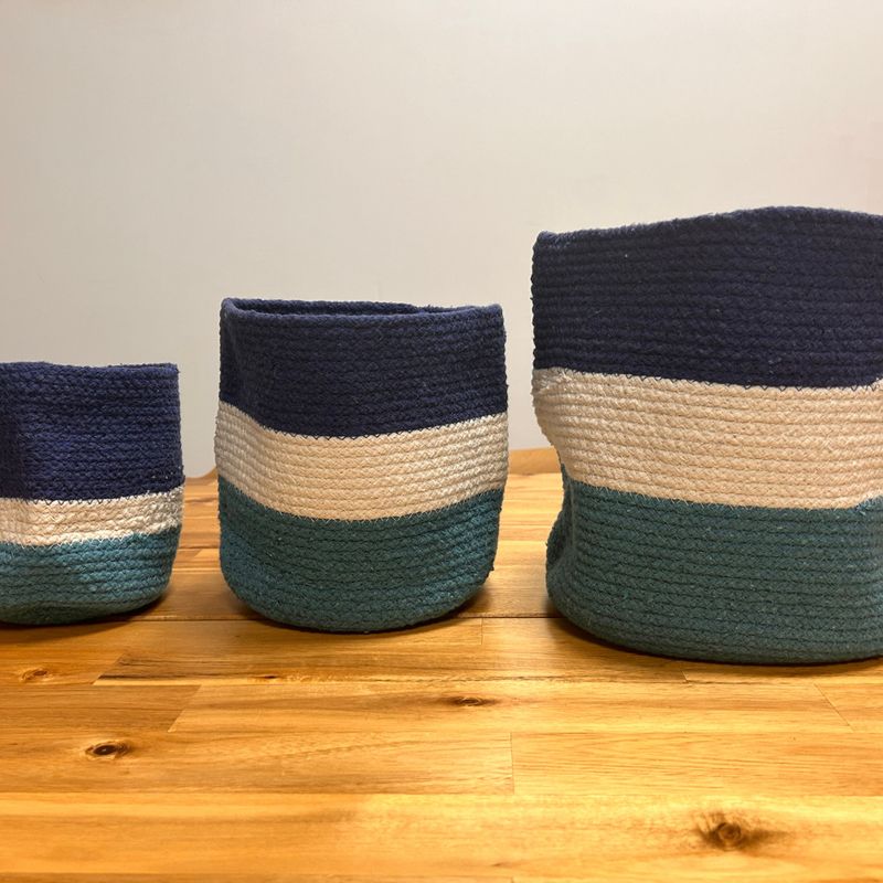 Set mit 3 Jutekörben – Auge des Schutzes – 15 cm / 20 cm / 25 cm