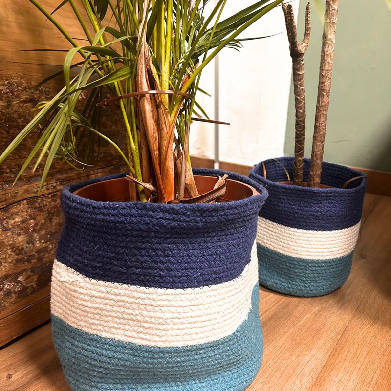 Set mit 3 Jutekörben – Auge des Schutzes – 15 cm / 20 cm / 25 cm